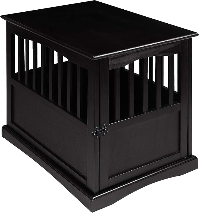 Casual Home Wooden Indoor Dog Crate House Kennel End Table Night Stand Furniture with Lockable Latch for Small to Medium Pets, Black