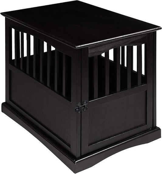 Casual Home Wooden Indoor Dog Crate House Kennel End Table Night Stand Furniture with Lockable Latch for Small to Medium Pets, Black