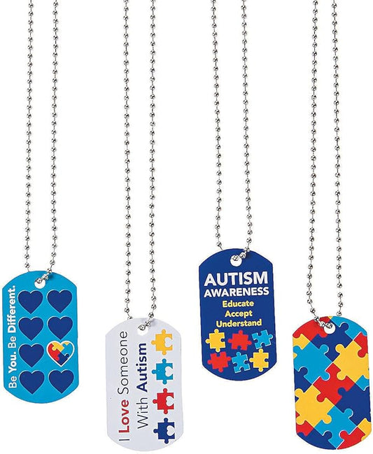 Autism Awareness Dog Tag Necklaces (Set of 12)