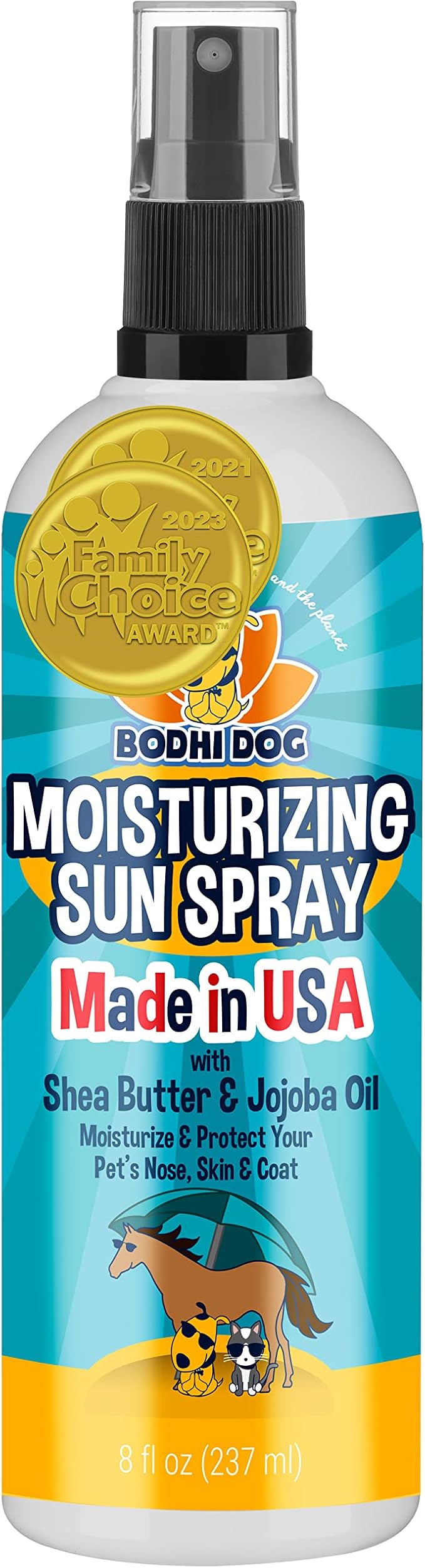 Bodhi Dog Sunscreen Moisturizing Pet Sun Spray - Safe for Dogs, Cats & Horses - Natural Protection for Skin, Coat, Nose, Ears - Hydrating & Non-Toxic - Made in USA (8 Fl Oz)