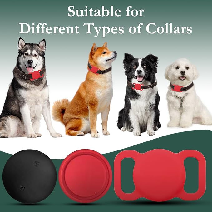 Pet Tracker for Dogs and Cats, Smart Location Tracker, MFi Certificated Tracking Device, Waterproof Bluetooth, No Monthly Fee, Works with Find My, Not GPS Tracker (iOS Only) (Red)