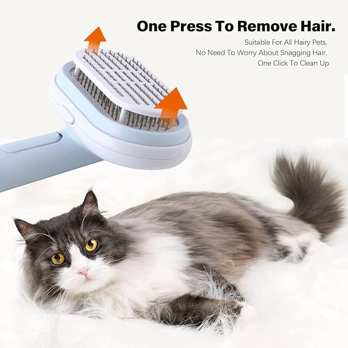 5-In-1 Multifunctional Pet Grooming Set Needle Brush, Hair Brush, Hair Removal Comb, Bath Massage Brush, In Addition To Loose Hair, For Cats & Dogs (Blue)