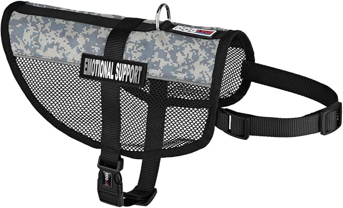 Dogline MaxAire Vest Emotional Support Removable Patch Adjustable Harness Reflective for Puppies Small Medium and Large Dogs 13 by 16 Inch Girth Urban Camo