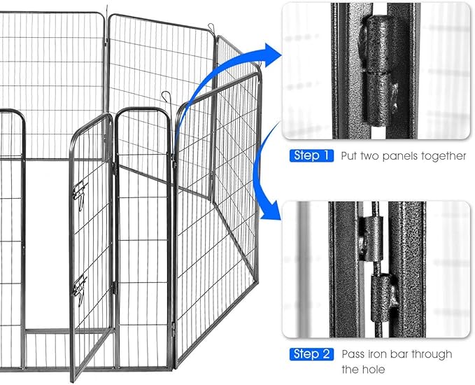 Giantex 16/8 Panel Pet Playpen with Door, Foldable Dog Exercise Pen, Portable Configurable Cat Chicken Rabbit Fence Outdoor Outdoor, Metal Pet Exercise Fence Barrier Kennel (16 Panels, 48'')