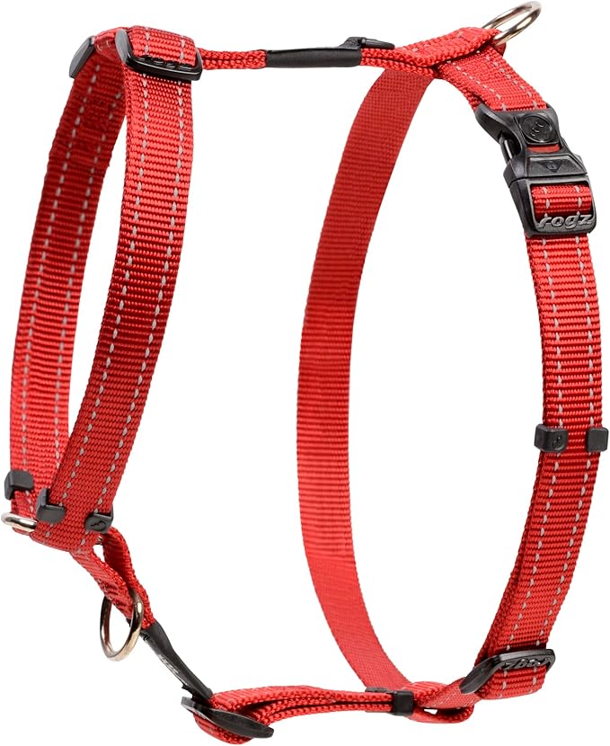 Reflective Adjustable Dog H Harness for Extra Large Dogs; matching collar and leash available, Red