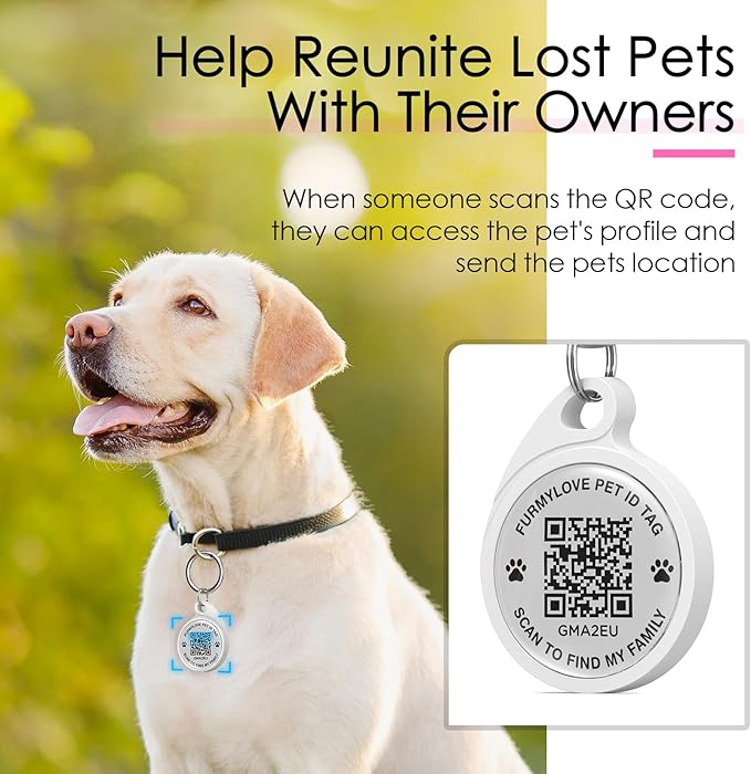 QR Code Dog Tag, Smart ID Tags, Dog Tags Personalized Lightweight Silent ID Tag for Kids Pets Bags Keys, Pack of 3