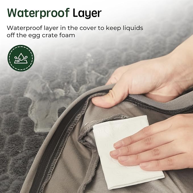 BALANCE Orthopedic Dog Bed, Egg Crate Foam Dog Couch for Pet Sleeping, Pet Sofa with Removable Washable Cover & Nonskid Bottom, Comfy Dog Bed for Extra Large Dog, Grey