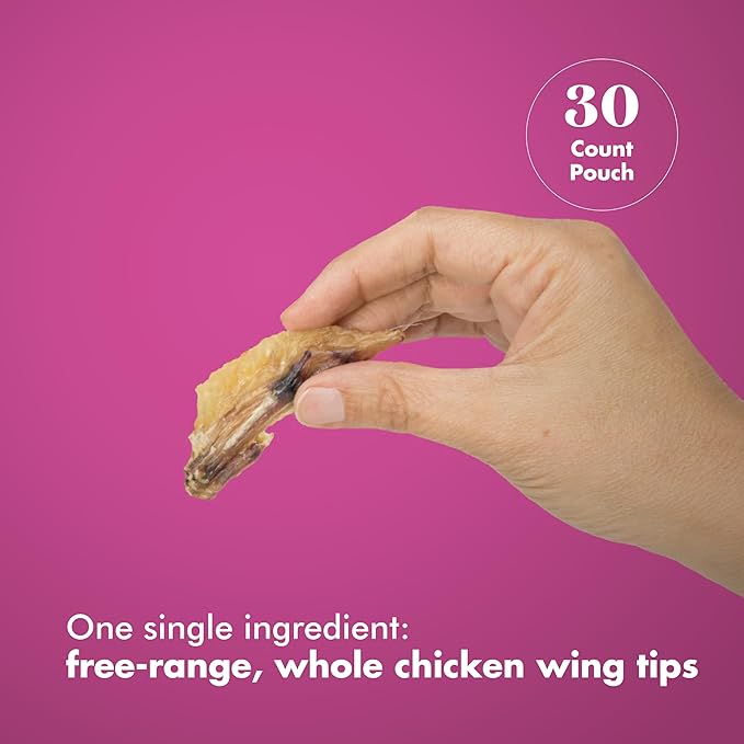 King Lou Pets - Whole Chicken Wing Tips - Dehydrated Raw Chicken Dog Treats and Cat Treats - USA-Made Pet Treats - Rich in Collagen, Glucosamine, Chondroitin for Hip and Joint Health - 30 Count