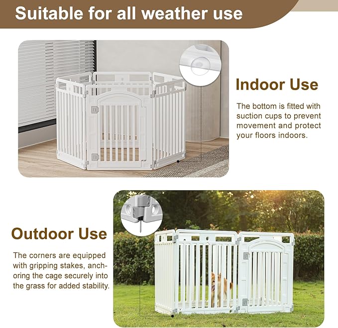 Pet Playpen with Door Dog Foldable Puppy Playpen for Puppies and Small Dogs 6-Panels Easy Assemble Easy Storing for Indoor and Outdoor (6 Panels)