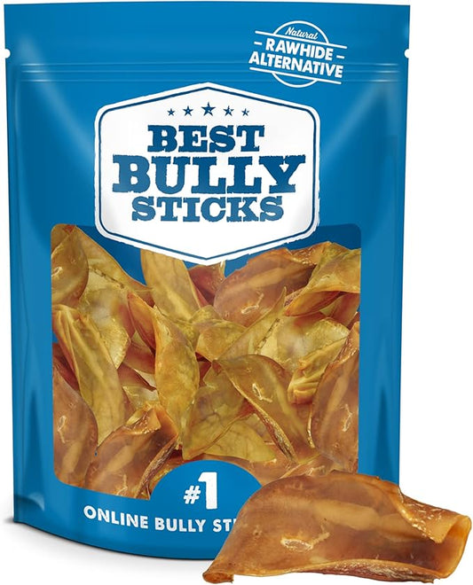 Best Bully Sticks All Natural USA Baked & Packed Half Pig Ears for Dogs - Single Ingredient Easily digestible 100% Pork Dog Chew Treats - Great for Puppies, Small, Medium, and Large Dogs - 25 Pack