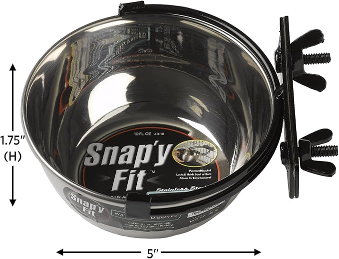 MidWest Homes for Pets Snap'y Fit Stainless Steel Food Bowl/Pet Bowl, 10 oz. for Dogs, Cats, Small Animals