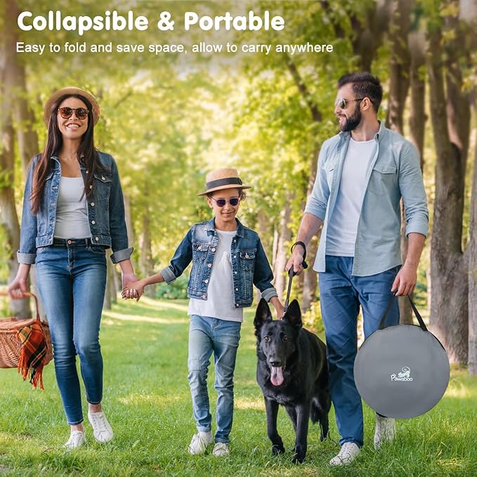 Dog Playpen, Portable Pet Playpen Cat PlayPen, 600D Oxford Dog Kennel Tent Crate, Waterproof&Breathable, Indoor Outdoor Travel Camping Use for Medium/Large Breed with Carrying Case+Folding Bowl,L,Gray