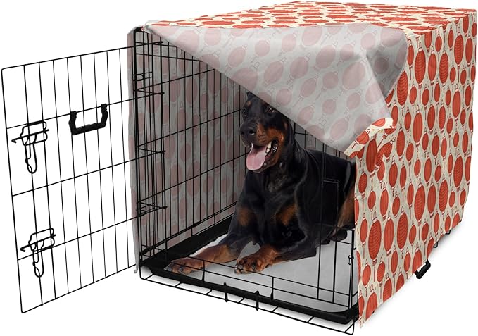 Lunarable Oriental Dog Crate Cover, Folk Lamps Cartoon Style Cheerful Pattern with Chinese Ethnicity, Easy to Use Pet Kennel Cover for Medium Large Dogs, 42 Inch, Pale Yellow and Vermilion