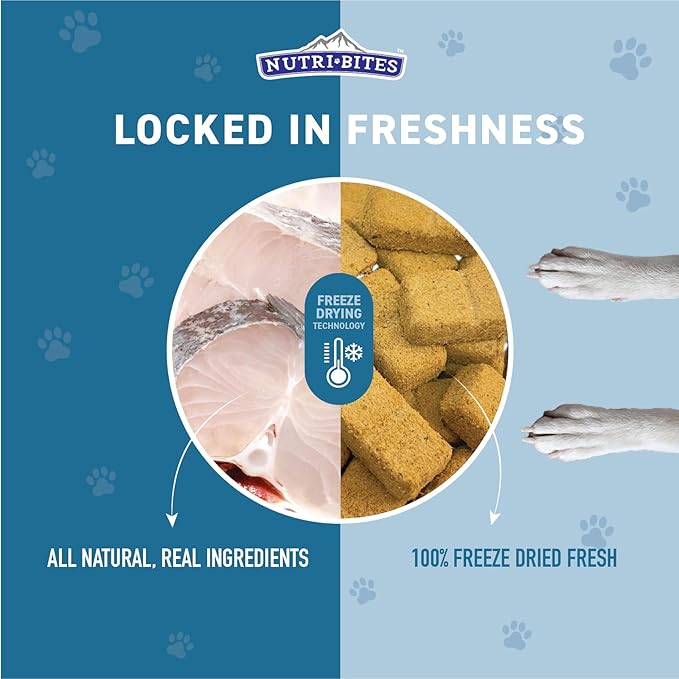 Nutri Bites Freeze Dried Whitefish Dog & Cat Treats 4 oz | Healthy Pet Training Treats or Food Topper | All Natural, High Protein | Great for Puppy, Small, Medium, or Large Breeds