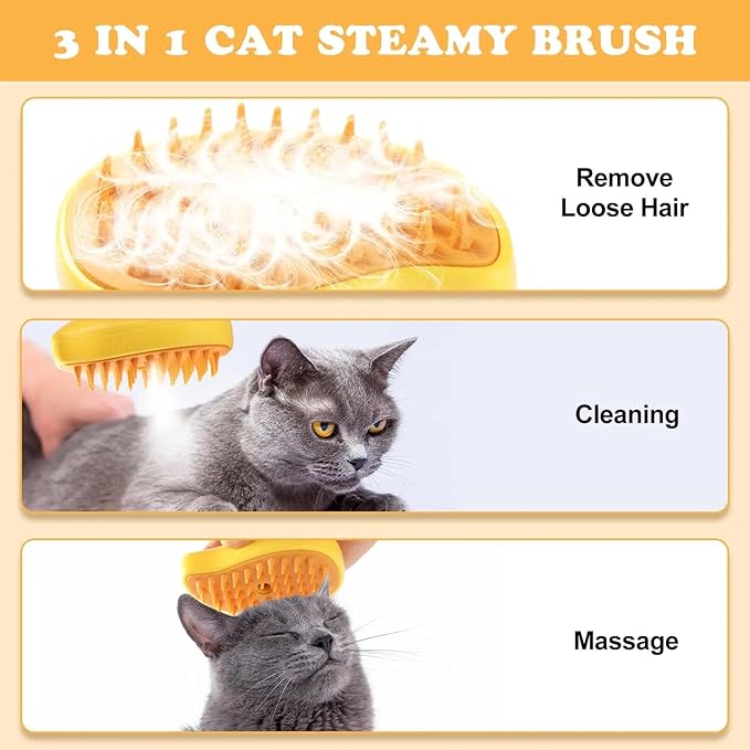 Cat and Dog Grooming Brush, 4.8 x 2.8 inch, Silicone and ABS Plastic, Anti-Slip