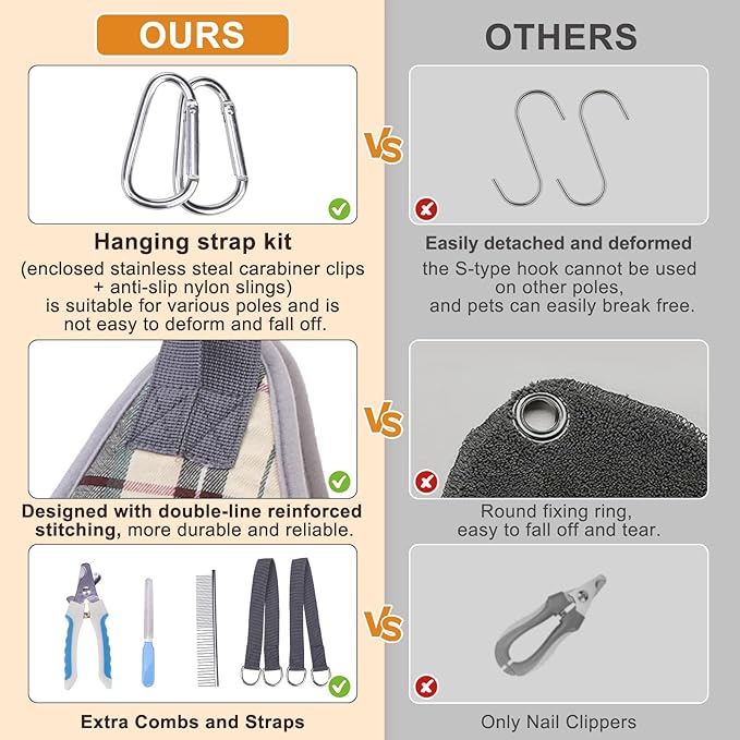 BEAUTYZOO Dog Grooming Hammock for Small Dogs Cat- Dog Sling for Nail Trimming/Clipping- Dog Hanging Harness Holder with Thick Fabric Neck Support & Strap Restraint Claw Care, Beige XS