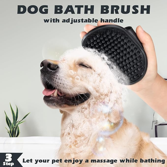 3PCS Dog Brush I Dog Brush for Shedding I Deshedding Dog Brush I Dog Bath Brush I Slicker Brush For Dogs I Dog Comb I Premium Pet Supplies (Red Black)