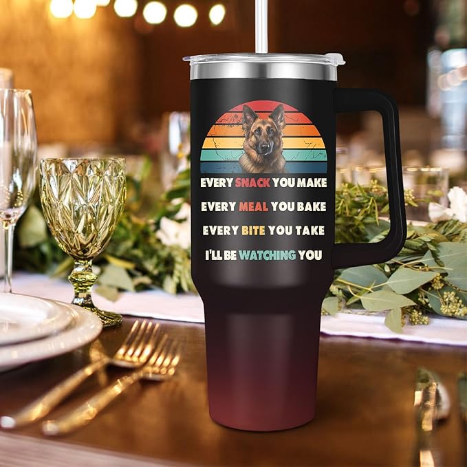 German shepherd Tumbler for Dog Owner Gift,German shepherd Water Bottle with Handle Insulated Reusable Stainless Steel 40oz (German shepherd)