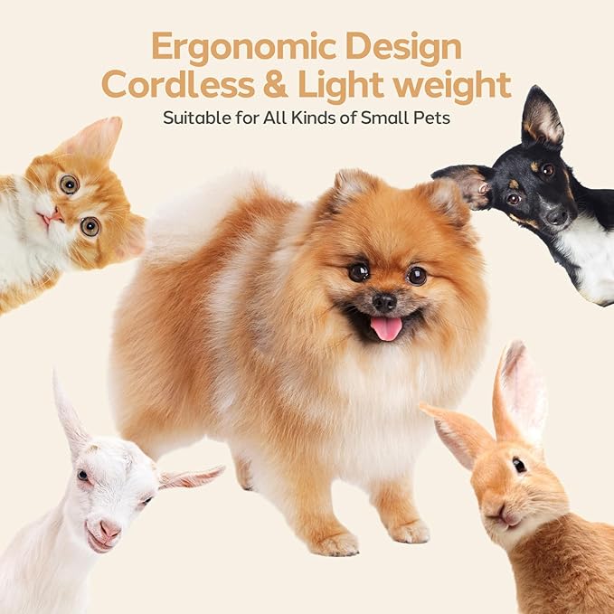 Dogs Hair Clippers Grooming Kit with Nail Grinder, 4 in 1 Cordless Electric Trimmer Low Noise USB Pet Clippers for Dogs Cat,Grooming Paws, Eyes, Ears, Face,Matted Hair