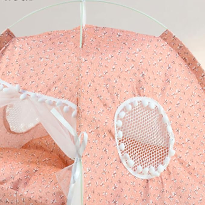 Cute Dog Tent House, Indoor Pet Tent Waterproof Bottom Detachable Cat Princess Indoor Tent House Pet Dog Cute Floral Cave Nest Bed Portable Dog Tents with Mesh Door Window for All Seasons (Pink)