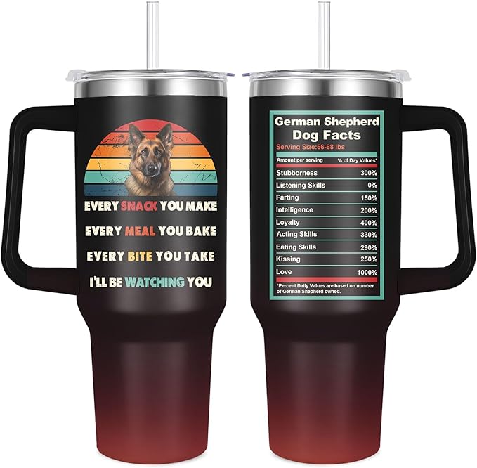 German shepherd Tumbler for Dog Owner Gift,German shepherd Water Bottle with Handle Insulated Reusable Stainless Steel 40oz (German shepherd)