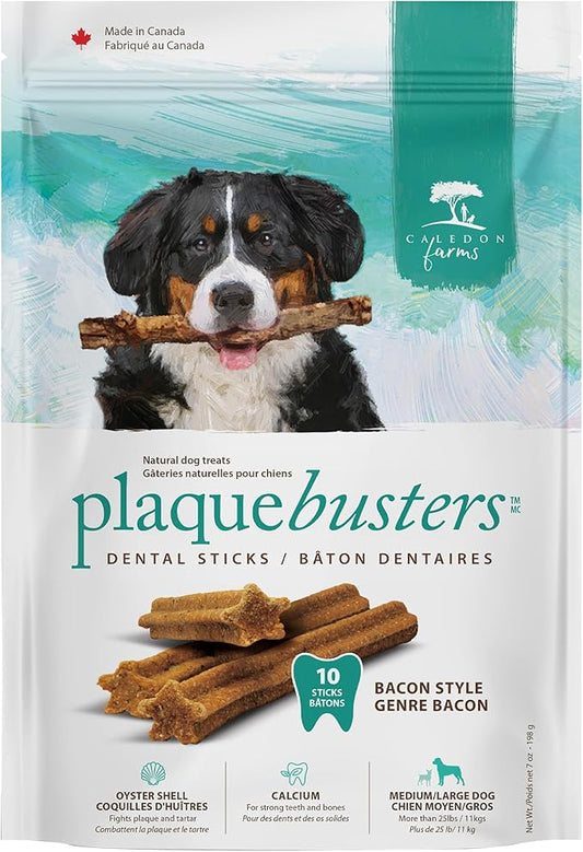 Caledon Farms Plaque Busters with Bacon Dog Treats: Grain Free, Gluten Free, No Additives, Colors or Preservatives, Brown 8 Count (Pack of 1)