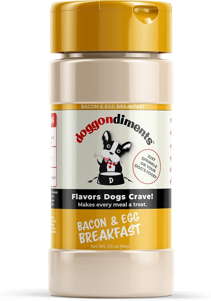 Bacon & Egg Breakfast Dog Food Topper, Fun People Food Flavors, Powder, Small & Large Breeds, Made in USA