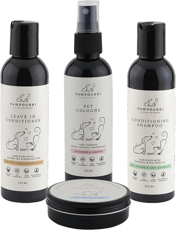 Pet Grooming Kit (Shampoo, Conditioner, Paw Butter, Cologne)