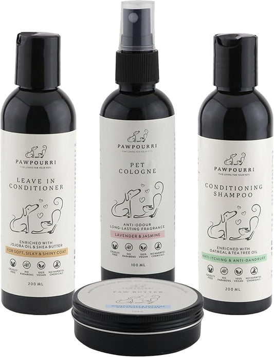 Pet Grooming Kit (Shampoo, Conditioner, Paw Butter, Cologne)