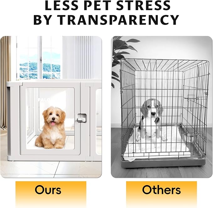 PALOPALO XXL Transparent Acrylic Pet Playpen for Puppies Nursing Dogs & Indoor Outdoor Cats - Lightweight Portable Kennel with Tool-Free Assembly, Breathable Design for Home Use
