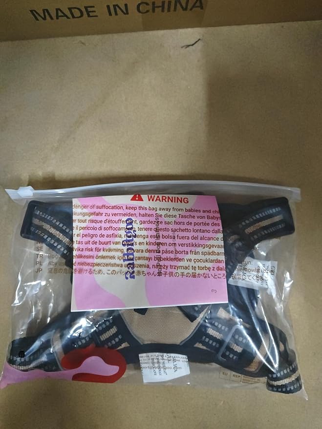 rabbitgoo Dog Harness, No-Pull Pet Harness with 2 Leash Clips, Adjustable Soft Padded Dog Vest, Reflective No-Choke Pet Oxford Vest with Easy Control Handle for Medium Dogs, Beige, M