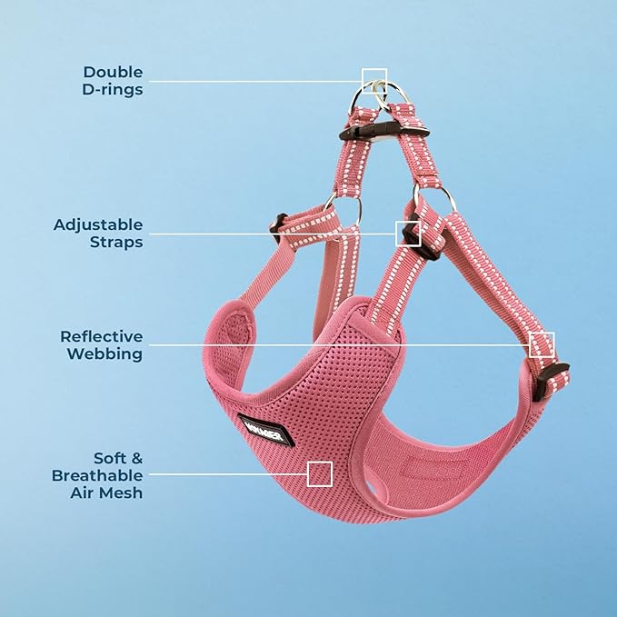 Best Pet Supplies Voyager Adjustable Dog Vest Harness Breathable No Pull Harness for Small, Medium, Large Dogs, Heavy Duty Harness for Walking, Jogging, Easy Step-in, Reflective Stripes - (Pink), XS