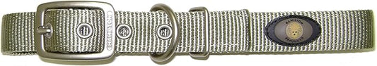 Hamilton Double Thick Nylon Deluxe Dog Collar with Brushed Hardware Finish, 1-Inch by 22-Inch, Sage Green