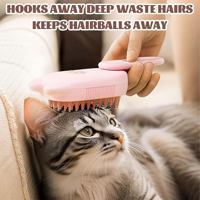 Cat Steam Brush for Shedding, Steam Brush for Indoor Cats, Water Brush, Cat Spray Mist Massaging Brush, Pet Hair Removal Brush, Suitable for Cats, Dogs and Rabbits, Cat Cleaning Brush