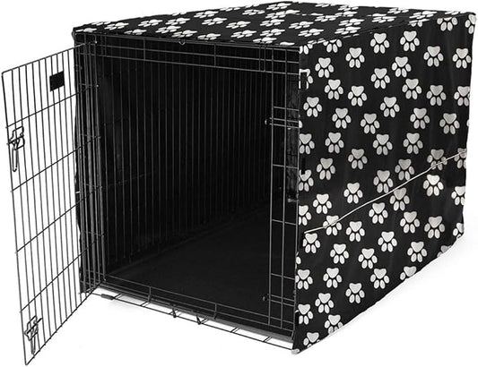 Morezi Dog Crate Cover for Wire Crates, Heavy Nylon Waterproof, Fits Most 30" inch Dog Crates, Easy to Put On, Take Off, and Adjust - Cover only - Black - Medium