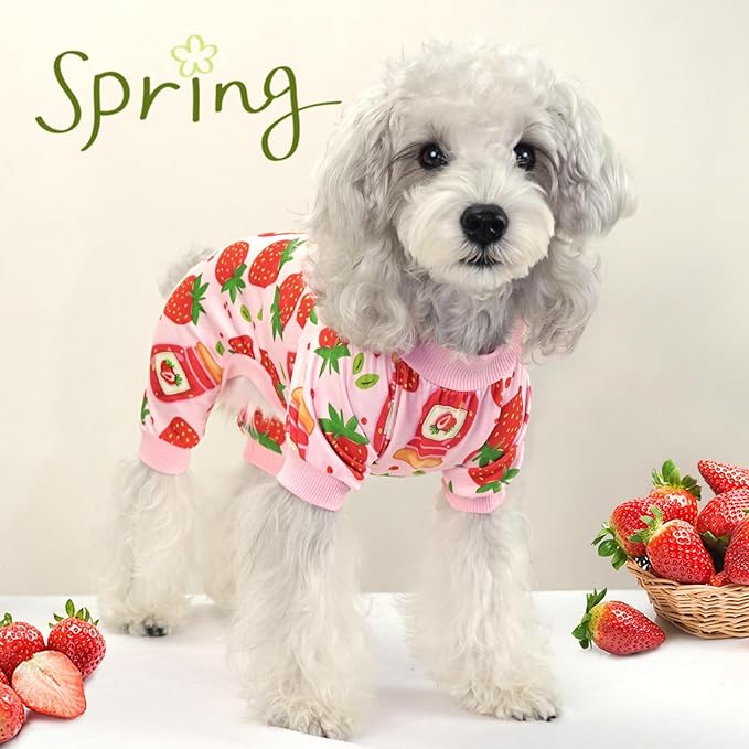 XPUDAC 4 Pieces Dog Pajamas for Small Dogs Pjs Clothes Puppy Onesies Outfits for Doggie Christmas Shirts Sleeper for Pet