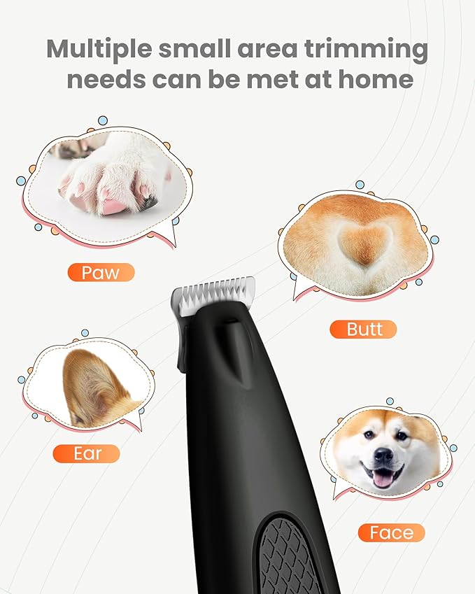 Dog Paw Trimmer with LED Light, Ultra-Low Noise Paw Trimmer for Dogs, Cordless Dog Clippers for Grooming with LED Display, Type-C Rechargeable Pet Clippers for Pads, Ears, Eyes, Face, Rump