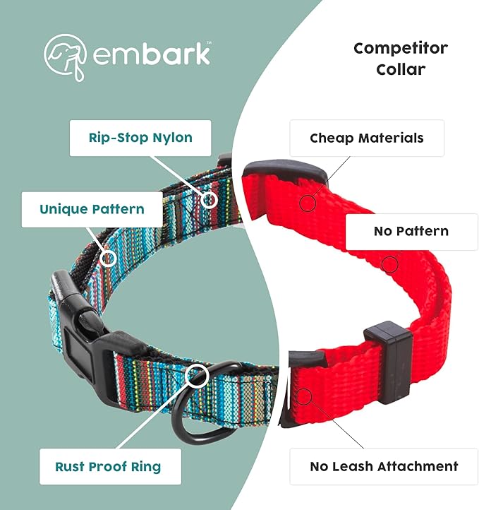 Embark Urban Dog Collar – Dog Collar Stylish & Durable Nylon Dog Collar for Large Dogs, Small Dogs & Medium Dogs.Comfortable Pet Collar Strong Buckles for Any Size Breed (Boho, Large)