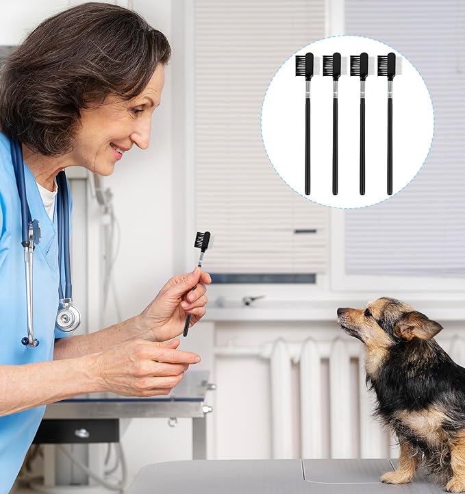 4 Pack Dog Eye Comb Double-Sided Metal Grooming Tool for Debris Removal, and Gentle Eye Care for Puppies and Kittens