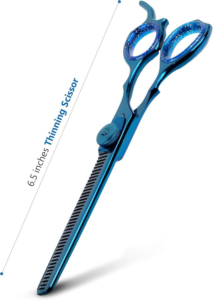 Laazar Dog Grooming Scissors - 6.5 Inch 42 Teeth Thinning Shears for Dogs, 440C Stainless Steel Pet Grooming Scissors, Dog Grooming Shears with Finger Rest & Case, Cat Grooming Supplies