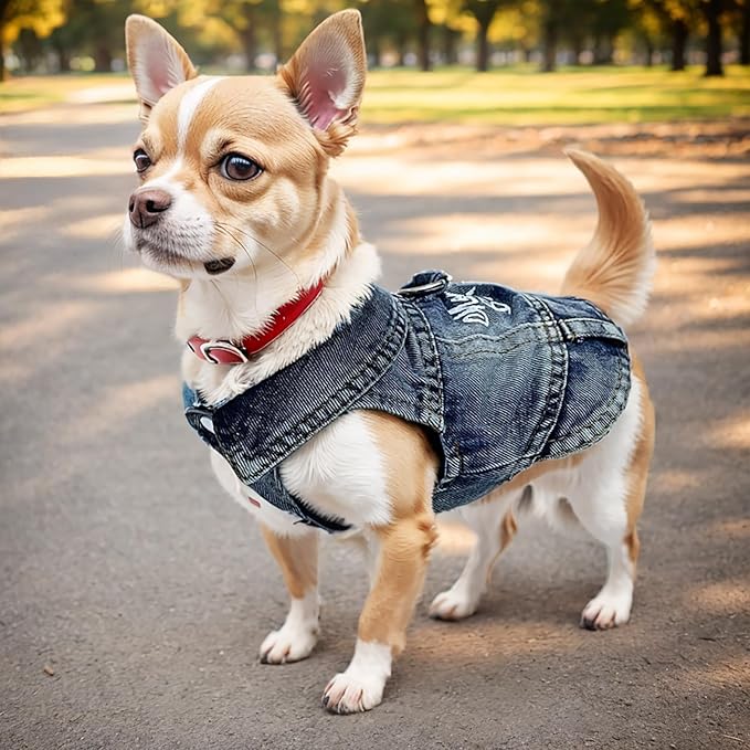 Dog Jeans Jacket Mommy's Boy Denim,Breathable Cotton Blue Pet Coat for Puppy Small Dogs Classic Overalls Male Cat Costumes Apparel Washed Vest Clothes Outfit T-Shirts（Medium）