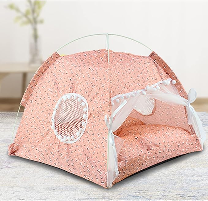 Cat House Indoor, Indoor Pet Tent, Indoor Tent House Pet Dog Cute Floral Cave Nest Bed Portable Dog Tents Detachable Cat Tent for All Seasons ()
