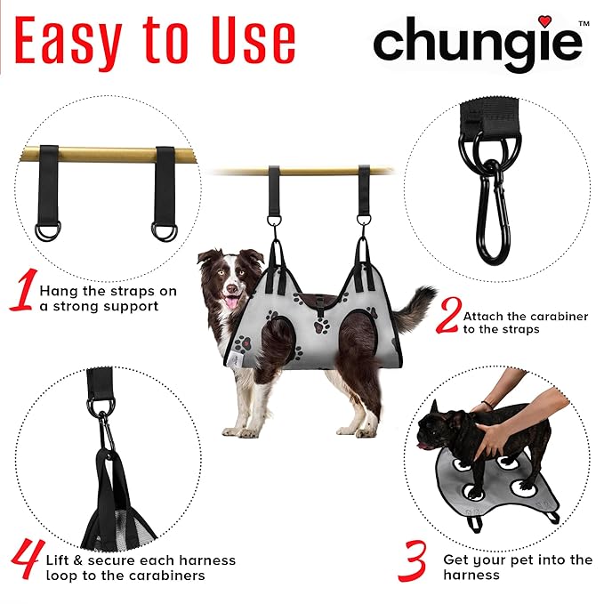 Dog Grooming Hammock for Large Dogs – Dog Restraint for Nail Trimming with Pet Nail Clipper – Dog Sling for Grooming, Dog Hammock for Nail Cutting & Grooming Harness (Legs Spacing:13-16”)/Max W:60lb)