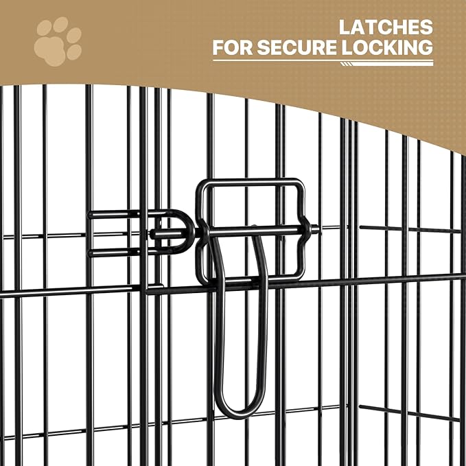 MoNiBloom 24/30/36/42/48 Dog Crates, Foldable Metal Wire Dog Cage with Double-Door, Outdoor Indoor Pet Kennels, Includes Leak-Proof Pan, Divider Panel, Black, 42"