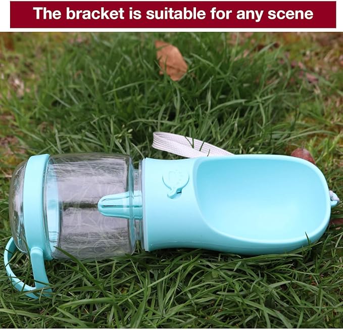Dog Water Bottle with Food Container Holder, Travel Puppy Drinking Bowl, Portable Pet Water Dispenser, Patented Design, Food Grade Plastic 12 oz Water Bottle+100g Snack cans