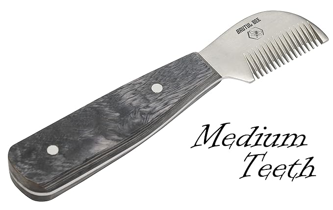 Bee Dog Grooming Coat Stripping Knife Stripper Trimmer Tool Wooded Handle Stripping Knives Set of 5 in Stainless Steel Non-Slip Tools for Grooming Dogs (BLACK)