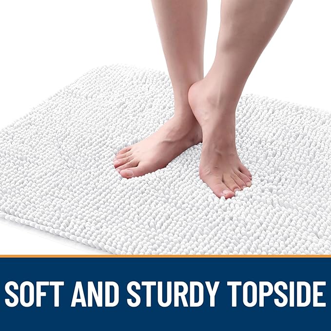 OLANLY Dog Door Mat for Muddy Paws 36x24, Absorbs Moisture and Dirt, Absorbent Non-Slip Washable Mat, Quick Dry Chenille, Mud Mat for Dogs, Entry Indoor Door Mat for Inside Floor, White