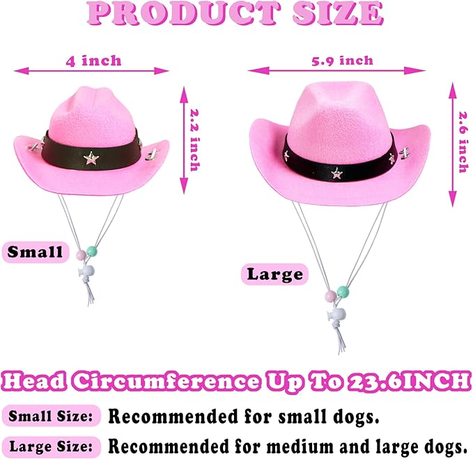 Dog Halloween Costumes, Dog Cowboy Costume Halloween Pet Cowboy Hat Bandana Scarf for Small Medium Large Dogs Pets (Pink Hat & Pink Bandana, Small)