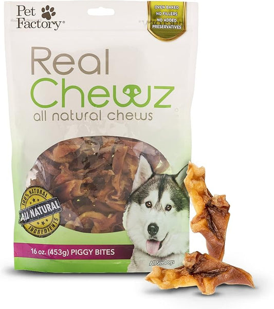 Pet Factory Real Chewz Piggy Bites Dog Chew Treats, 100% All-Natural - 16 oz