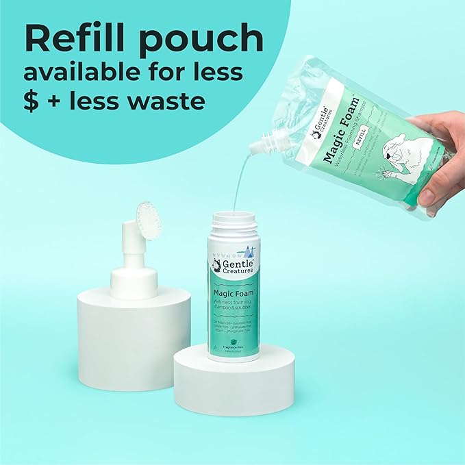 GENTLE CREATURES Magic Foam - Scrubber - Sulfate-Free, Waterless Shampoo Paw Cleaner for Dogs, Cats, Pets - Dry Shampoo, Foot Cleaner Brush - with Orange, Odor Control Wash - Good for Puppy